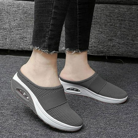 

HIBRO Air Cushion Slip-On Orthopedic Diabetic Walking Shoes With Arch Support Knit Casual Comfort Outdoor Walking