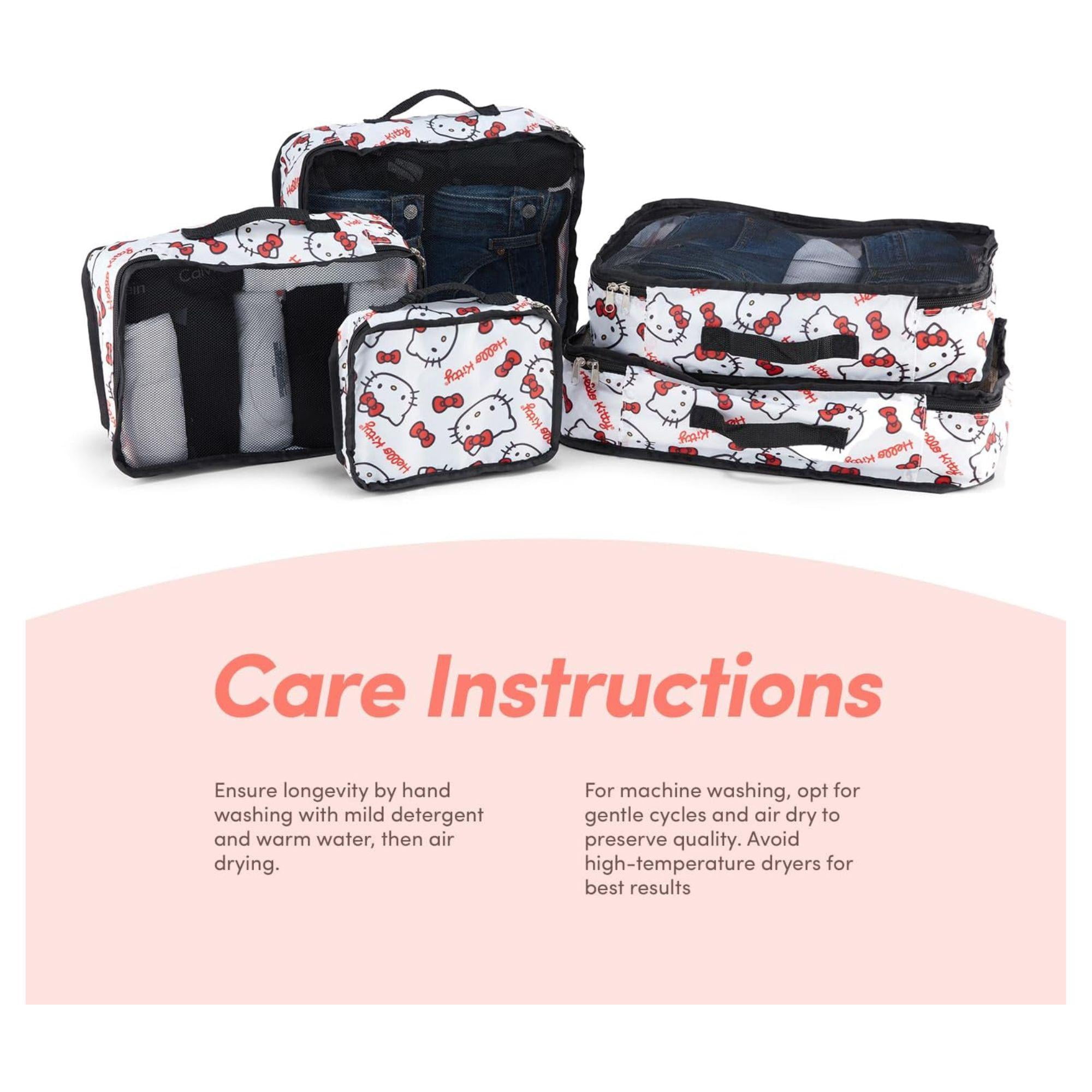 Sanrio Hello Kitty Packing Cubes, 5 Piece Set Travel Essential Packing Case White