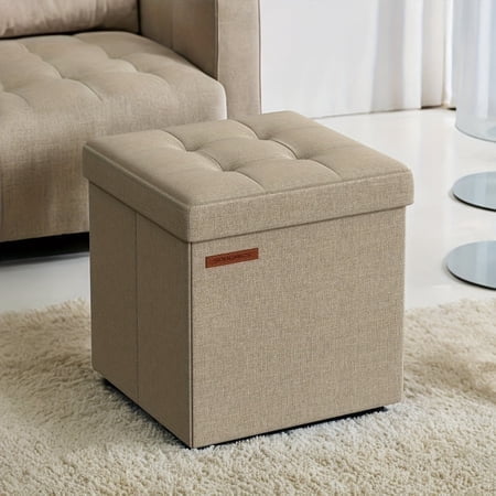 11.8 Inches Ottoman with Storage, Folding Footstool, Storage Ottoman Bench, Cube Storage Chest, Bedroom Bench with Storage, Synthetic Leather, for Living Room, Bedroom