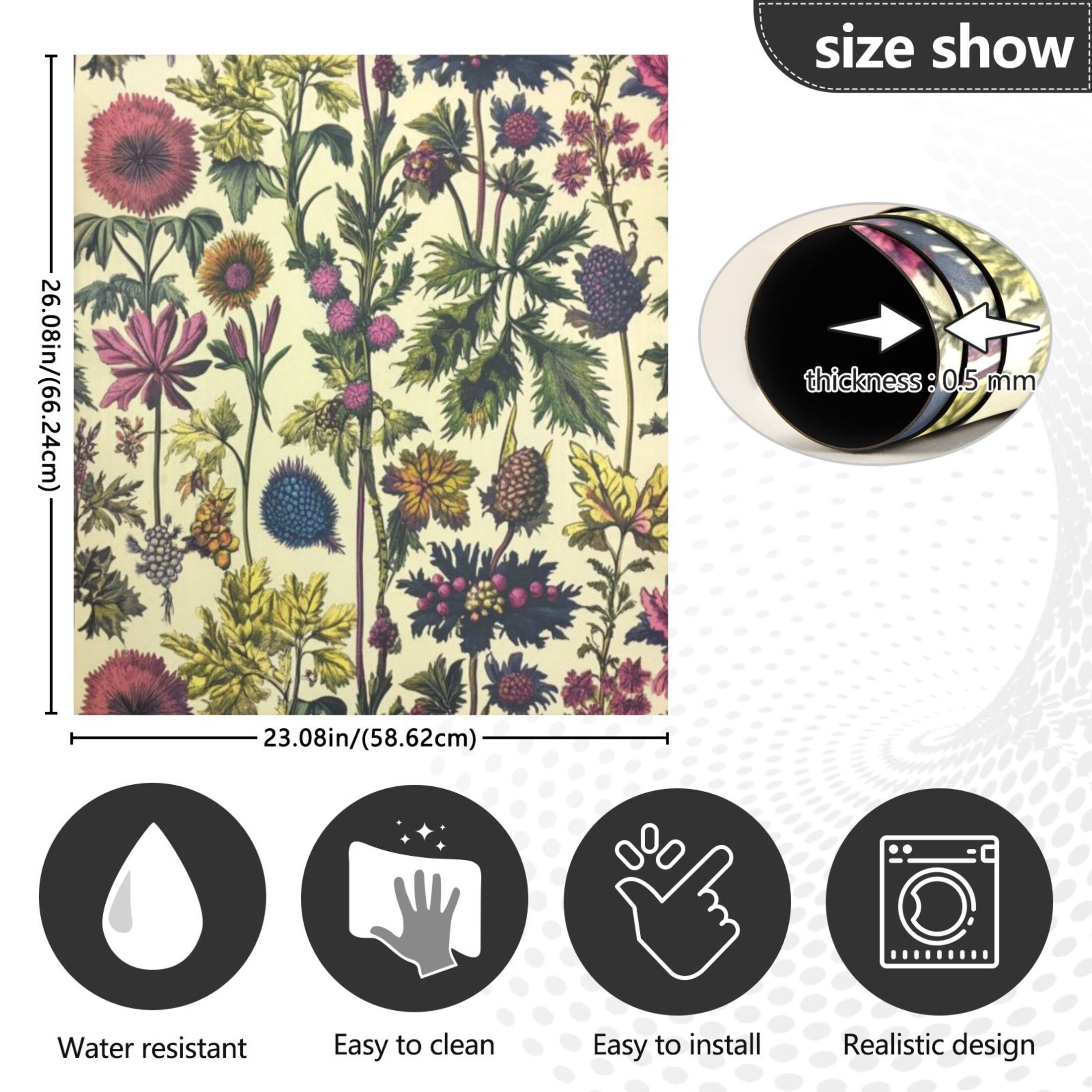 Dishwasher Magnetic Sticker 23x26 Inch Refrigerator Magnetic Sticker Washing Machine Magnetic Sticker Kitchen Panel Magnetic Sticker Home Decor Purple Flower Clusters