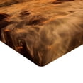 thumbnail image 2 of Ambesonne Seascape Fitted Sheet, Ocean with Rocks at Sunset, Full Size, Orange and Amber, 2 of 3