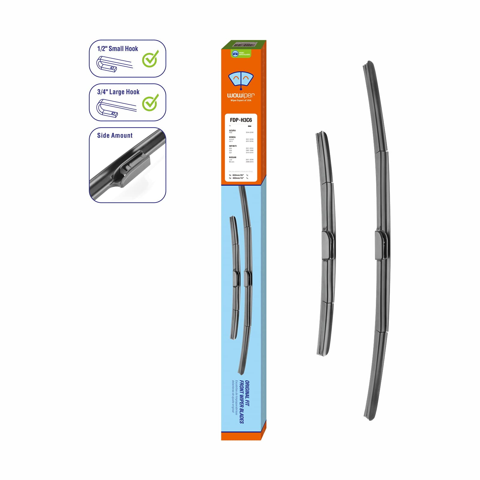 for Honda CRV Wiper Blades 2016 2015 2014 2013 2012 Genuine OEM, 26 + 16 inch with Extra 2