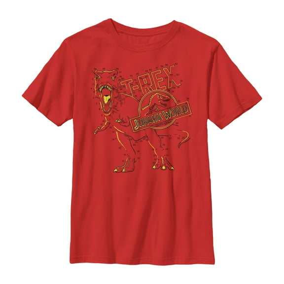 Boy's Jurassic World T. Rex Connect the Dots  Graphic Tee Red X Small