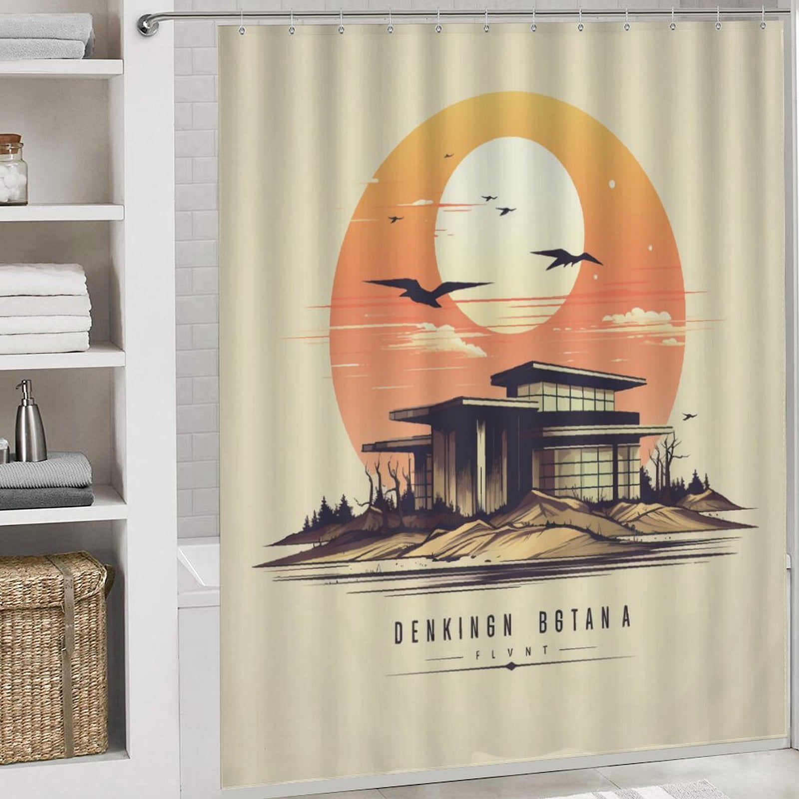 4 Piece Shower Curtain Sets Non-Slip Rugs And Toilet Mat Lid Rug Accessories Vintage National Park Retro Waterproof Fabric Bath Curtain Mountain Travel for Bathtub Decor