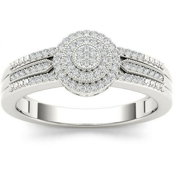 1/5 Carat T.W. Diamond Double Halo Cluster 10kt White Gold Engagement Ring