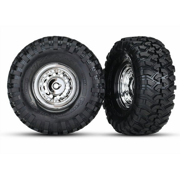 Traxxas 8177 Canyon Trail Tires & 1.9 Chrome Wheels(2): 1/10 TRX-4