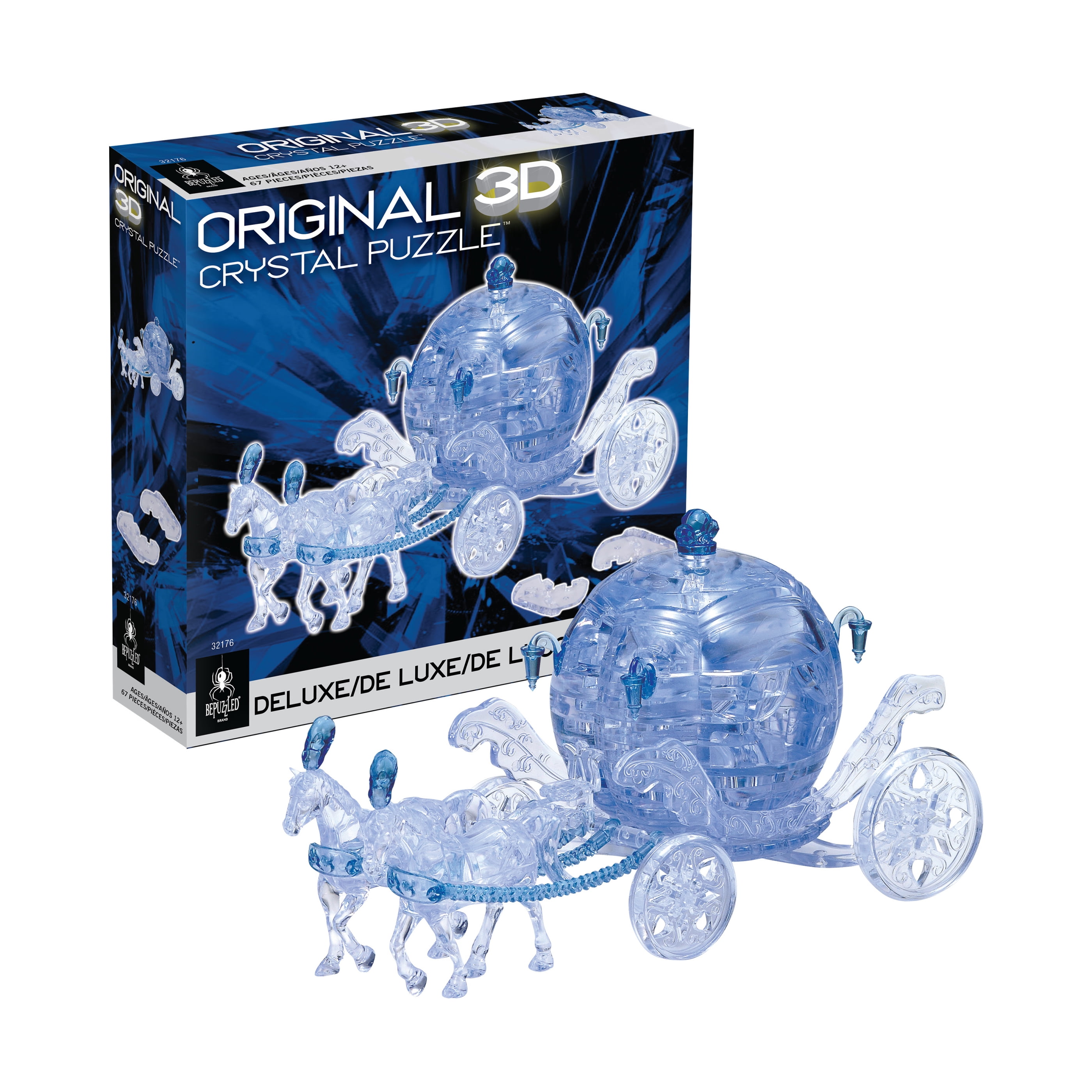 BePuzzled 3D Crystal Puzzle - Royal Carriage (Blue/White): 67 Pcs