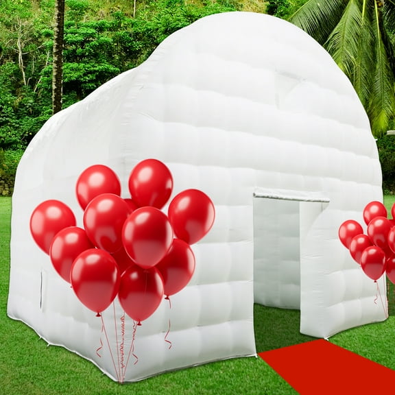 Large White Inflatable Tent(15x15x14FT) Includes 950W Blower Square Gazebo Event Room Large Inflatable Party Tent for Backyard,Outdoor EventsParties, Shows, Events, and Commercial Use