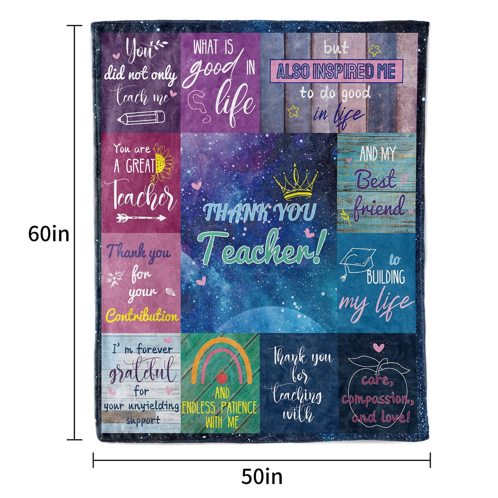 KAAYEE Teacher Appreciation Gifts,Funny Teacher's Day Gifts for Women Men,Best Teacher Gifts from Student Blanket for Graduation Birthday Back to School,Blue,60X50"