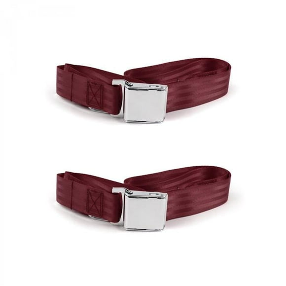 Chevy Truck S10 1981-1993 Airplane 2 Point Burgundy Lap Bucket Seat Belt Kit - 2 Belts
