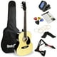 thumbnail image 1 of RockJam Superkit de guitarra acústica incluye soporte, bolsa de transporte, afinador, púas, soporte para púa, cuerdas de repuesto y lecciones en línea, paquete de 6, derecho, natural, completo (RJW-10, 1 of 5
