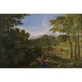 thumbnail image 2 of Nicolas Poussin 24x17 Black Ornate Framed Double Matted Museum Art Print Titled: Landscape with Two Nymphs and a Snake (ca 1659), 2 of 5