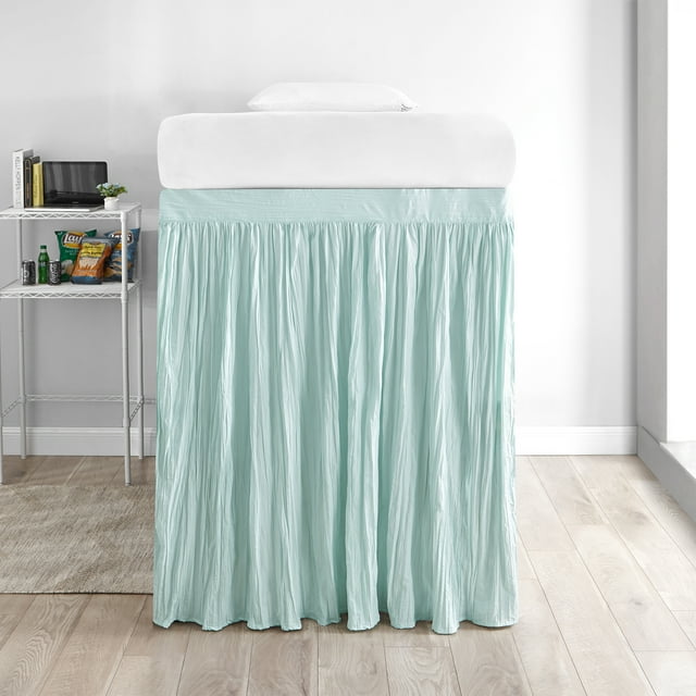 Crinkle Extended Bed Skirt Twin XL Hint of Mint (For Raised or Lofted