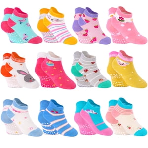 Tphon Toddler Girls Non-Slip Ankle Socks 12-Pack