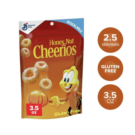 Honey Nut Cheerios Heart Healthy Cereal, 3.5 OZ Resealable Bag