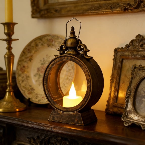 Electronic Candle Ambient Light - Fake Flame Night Light with Mini Oil Lamp Style, Safe Flickering Candle for Holiday Decor, Bedroom Reading & Festive Room Decoration Gold
