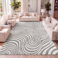 thumbnail image 4 of JONATHAN Y SCANDINAVIAN 5' x 8' Area Rug, Maribo Abstract Groovy Striped - Gray/Ivory, SCN103B-5, 4 of 7