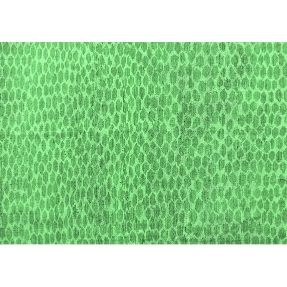 Ahgly Company Indoor Rectangle Abstract Emerald Green Modern Area Rugs, 2' x 4'