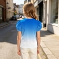 thumbnail image 5 of Teylalorva Girls Graphic T-Shirt, Puff Short Sleeve Crewneck Casual Cute Summer Kids Trendy Tee Light Blue Size 12, 5 of 8