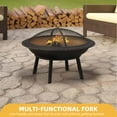 thumbnail image 3 of DWVO 26 inch Wood Burning Fire Pit for Camping Picnic Bonfire Patio Outside Backyard Garden Small Bonfire Pit Steel Firepit Bowl with Spark Screen, Log Grate, Poker, 3 of 6