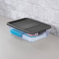 thumbnail image 4 of Sterilite Caja apiladora de plástico de 40 cuartos de galón, contenedor de almacenamiento con tapa para el hogar y el garaje, organización de zapatos, herramientas, base transparente y tapa gris, paqu, 4 of 5