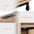 thumbnail image 6 of 2 Pack Oak Wooden Nightstands with Storage, End Table with Charging Station and Metal Legs for Bedroom, 6 of 7