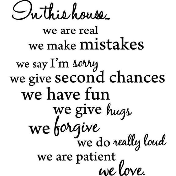 Glossy Black 22" x 25" In this house, We are Real... Vinyl Wall Art Home Decor Decal Sticker