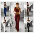 thumbnail image 4 of Women Pants Solid Color Bell-Bottom Elastic Band  Long Slim Top High Waist Pants, 4 of 6