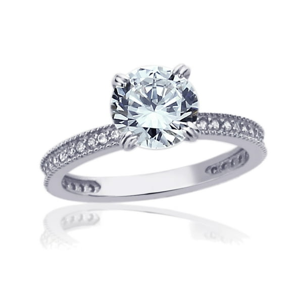 Men Women 14K White Gold 1.5 Carat Round CZ Solitaire Wedding Engagement Ring (Size 5 to 9)