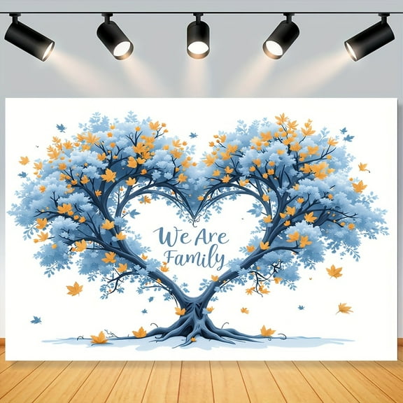 Family Reunion Backdrop Family Tree Together We are Family Photography Background Blue Golden Leaves Family Gathering Party Decorations Banner Supplies Photo Booth Props