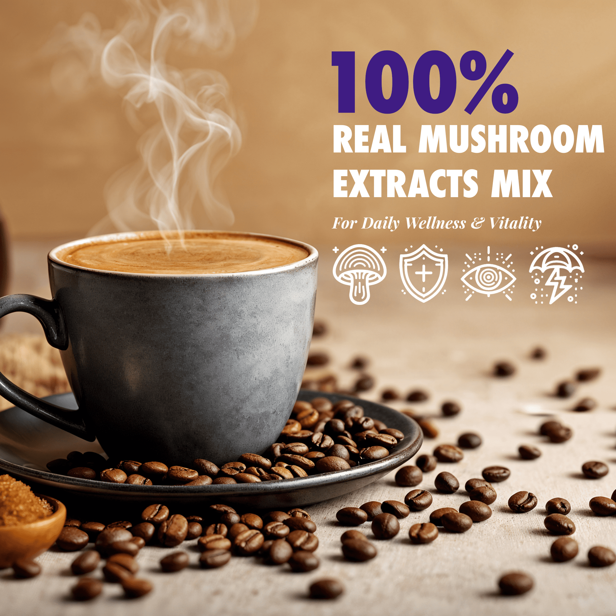 Sollo Infused Super 6 Mushroom Blend, Coffee Pods – 100% Arabica Medium Roast with 6 Functional Mushrooms & B-Vitamins – Lion’s Mane, Chaga, Reishi, Cordyceps, Turkey Tail, Oyster – 24 K-Cups