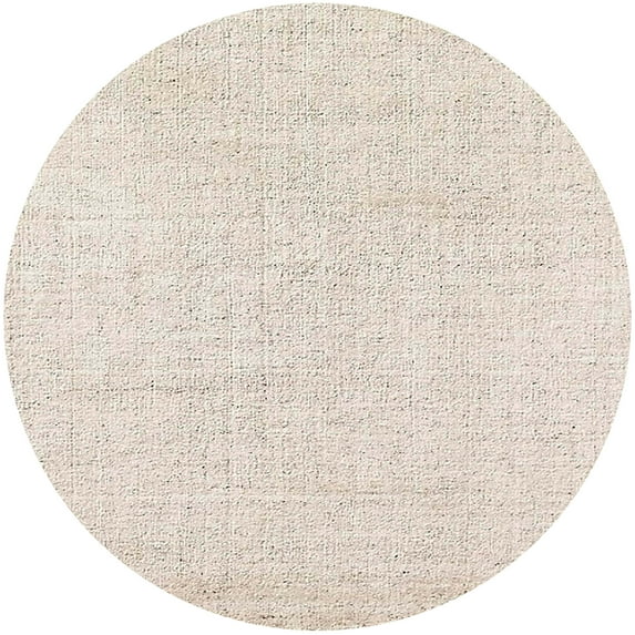 Ahgly Company Machine Washable Indoor Round Industrial Modern Champagne Beige Area Rugs, 4' Round