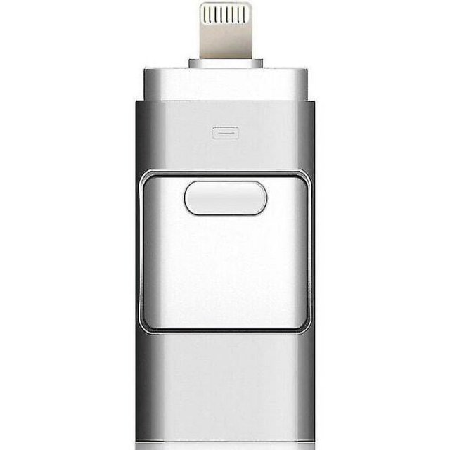 ZHAOCHENG Memoria USB 3 en 1 de 128 GB, memoria USB OTG de expansión para iPhone, iPad, Android y PC (plateada).