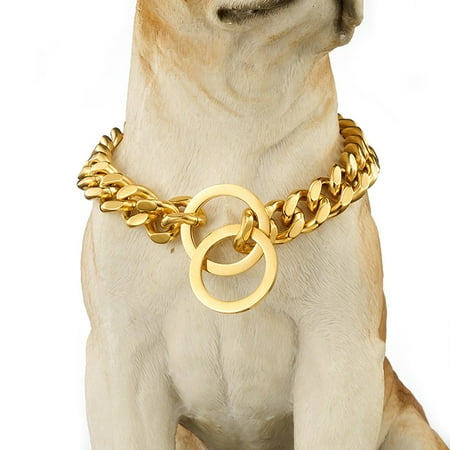 - Moaere 17mm Stianless Steel Dog Puppy Necklace Choke Chain Training Collar Link for Walking