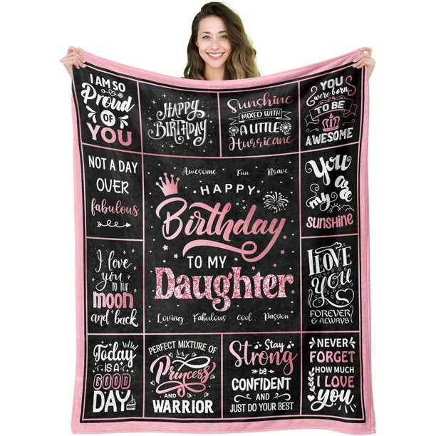 LHSHID Daughter Birthday Gifts Birthday Gifts Blankets for Daughter Happy Birthday Gifts for Daughter Adult from Mom Unique Daughter Birthday Gifts Ideas Throw Blanket 50"x60"