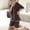 Coffee, variant on Hrsba Casual Loose Pajama Set for Women Short Sleeve Top with Pants Summer Soft Breathable Ladies Sleepwear Nightwear Pjs Set