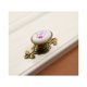 thumbnail image 2 of Juego de pomos de puerta de 6 piezas, pomos de cerámica para muebles, estilo vintage, bronce y blanco, 7,4*4*3,4 cm, 2 of 5