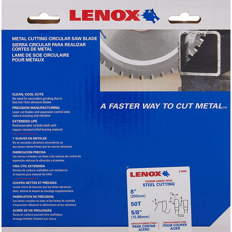 Lenox 21884ST800050CT 8 Circular (203mm) 50 Steel Tooth For Saw Count Metal Cutting Blade