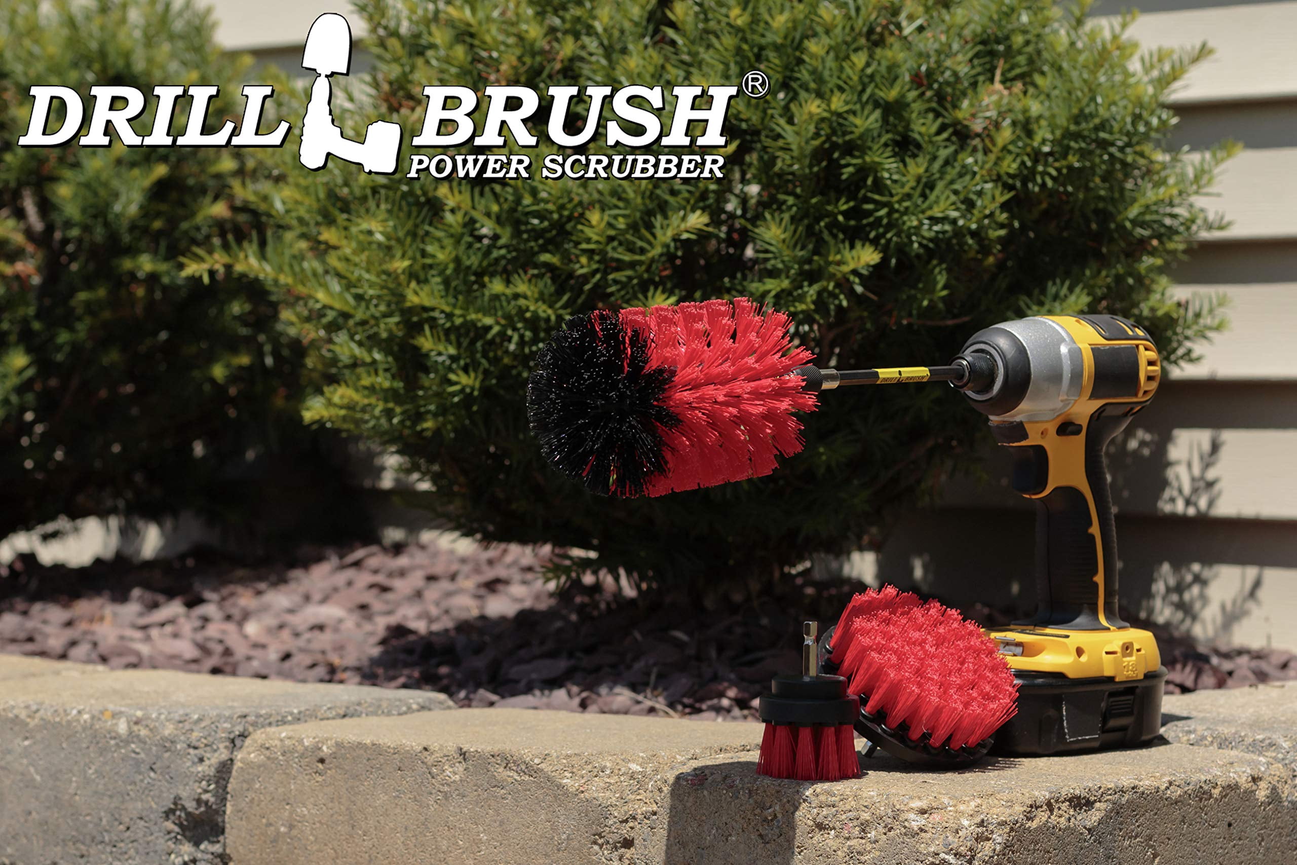Long Handled Scrub Brushes for Cleaning - Outdoor Power Scrubber Brush - Concrete, Patio, Wood, Deck, and Brick Cleaner Brush Set - Hard Bristle Scrub Brushes - Household Cleaning Floor Scrubber