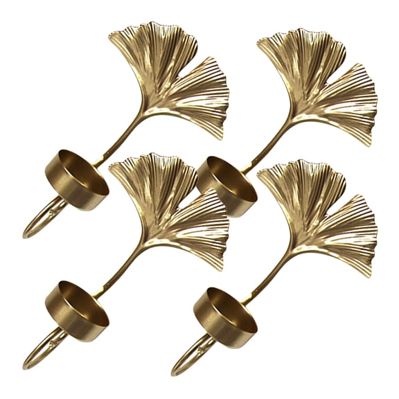 LABSERRON 4Pcs Golden Iron Wall Sconce Candle Holders with Leaf Design for Elegant Home Decor