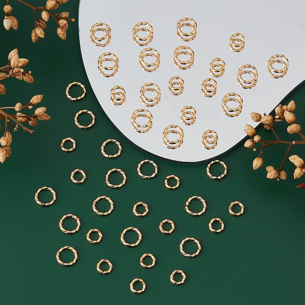 240pcs 2 styles Brass Open Jump Rings Long-Lasting Plated Twisted Round Real 18K golden Plated 18 Gauge 6-8x1mm Inner Diameter: 4-6mm 120pcs/style