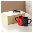 thumbnail image 1 of Juego de tazas de café de cerámica - Set de regalo for parejas for boda, día de San Valentín - Diseño de medio corazón, 1 of 6