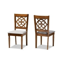 Baxton Studio Renaud Modern and Contemporary Grey Fabric Upholstered and Walnut Brown Finished Wood 2-Piece Dining Chair