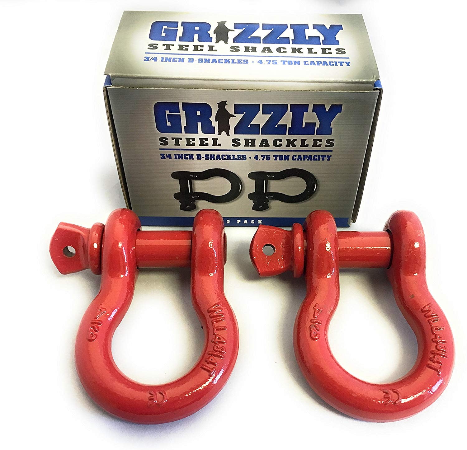 Ideal for Jeeps Red 2 Pack- D Ring Shackles 3/4 INCH ATV’s Snatch Straps,Snatch Block,Tree Savers Grizzly Trucks to use with Recovery,Towing Heavy Duty Forged Steel with 4.75 Ton Capacity 