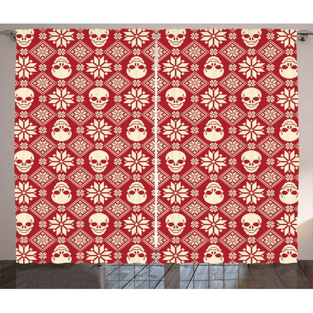Nordic Curtains 2 Panels Set, Cross Stitch Skull Pattern ...