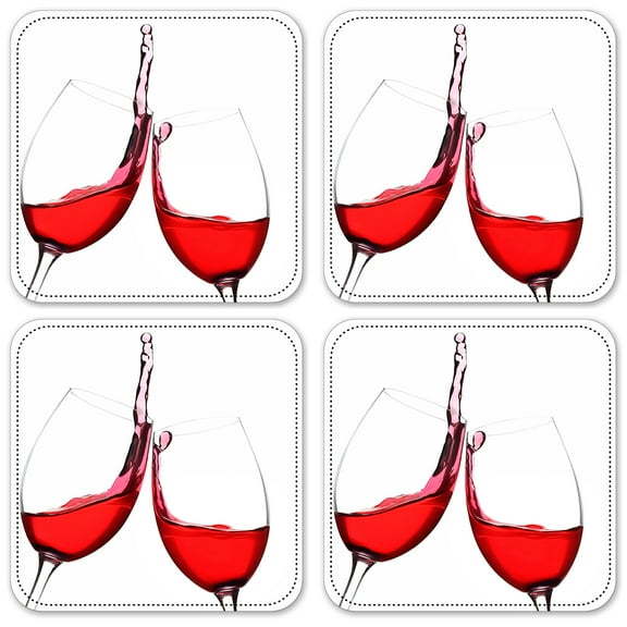 Vinyl Drink Coasters - Set of 4 - Red Wine, Cheers
