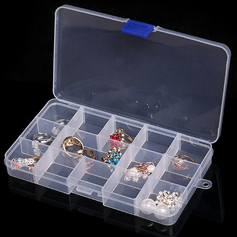 Qweryboo 4 Packs 15 Grids Clear Plastic Organizers and Storage Box, for  Organizing Screw, Small Parts, Bead Organizer, Jewelry Storage Adjustable