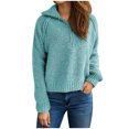 thumbnail image 2 of Suéter de cuello en V para mujer, manga larga, cuello en V, suéter suave, top corto, blusa para mujer, 2 of 6