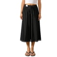 thumbnail image 5 of Women's Cotton Linen Palazzo Pants Solid Color High Waisted Drawstring Casual Pants Wide Leg Elastic Waist Summer Beach Lace Capris with Pockets, 5 of 9