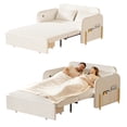 thumbnail image 4 of 3-In-1 Convertible Sofa Bed, Boucle Loveseat Sleeper Sofa with Put Out Bed And Drawer, Sofa Bed Couch with Side Pockets, 2 Pillows, USB Ports And Gold Metal Legs, Hide A Bed Couches for Living Room, 4 of 11